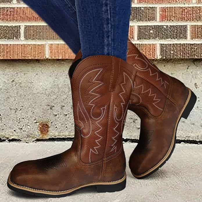 Botas Western em Couro Resistentes para Homem - Botas de Cowboy - Vessa