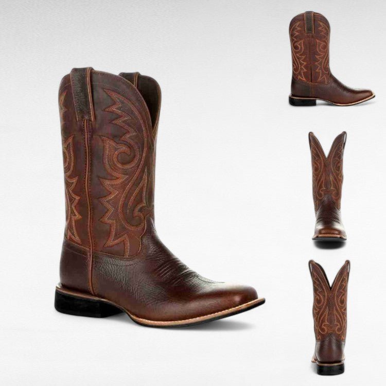Botas Western em Couro Resistentes para Homem - Botas de Cowboy - Vessa