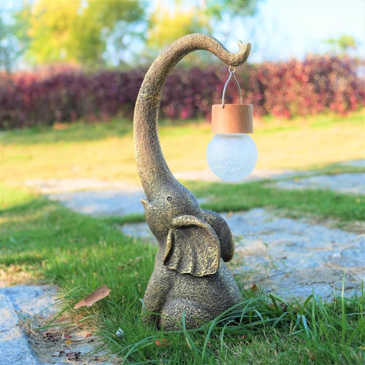 Candeeiro Elefante em Cobre Alimentado a Energia Solar - Luz de Jardim - Vessa