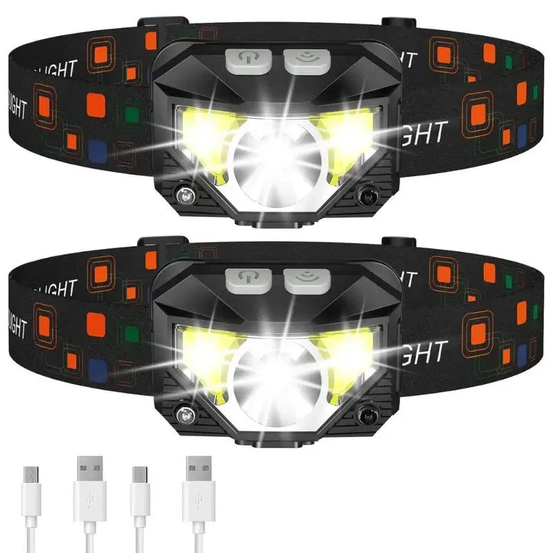 Lanterna de Cabeça Ultra-Brilhante com Sensor de Movimento - Pack de 2 - Lanterna de Cabeça - Vessa