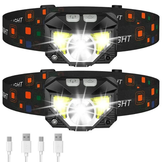 Lanterna de Cabeça Ultra-Brilhante com Sensor de Movimento - Pack de 2 - Lanterna de Cabeça - Vessa