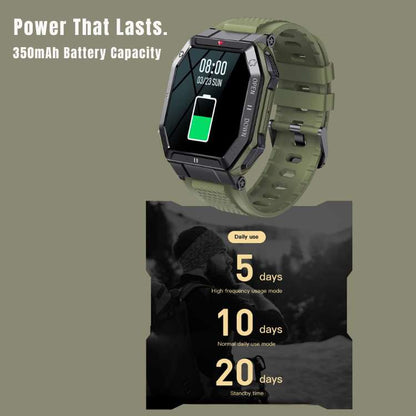 Smartwatch Militar Robusto – 20+ Modos de Desporto, Ecrã HD, Bateria de 10 Dias - Smartwatch - Vessa