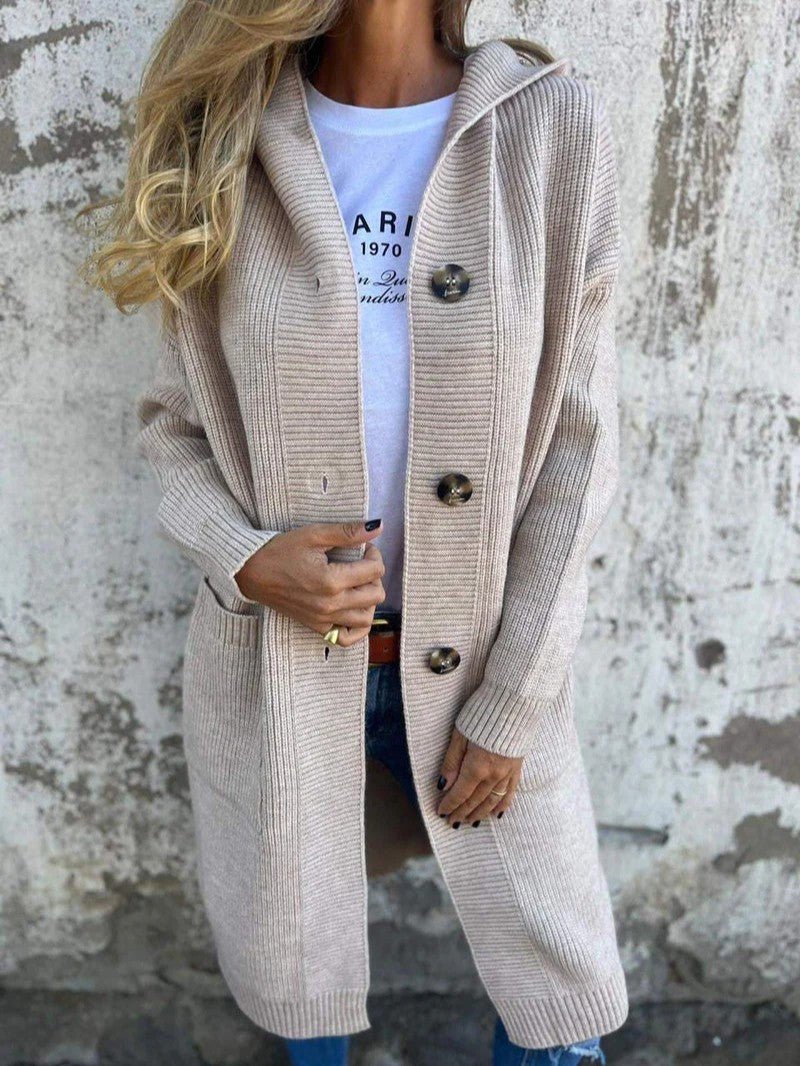Casaco Comprido de Malha com Botões para Mulher - Casaco de Mulher - Vessa