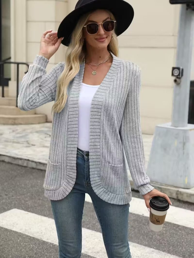 Casaco Canelado com Bolsos para Mulher - Casaco de Mulher - Vessa